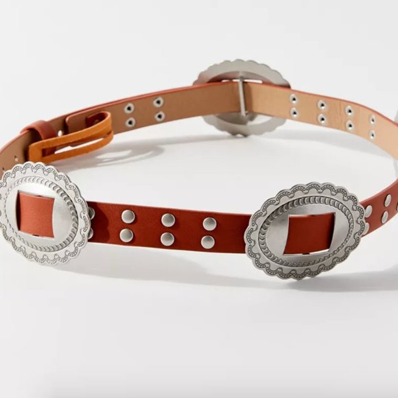 ⭐️ Studded Western Charm Hipster Hippie Art Deco Farm Boho Peasant Black Belt - Picture 2 of 2